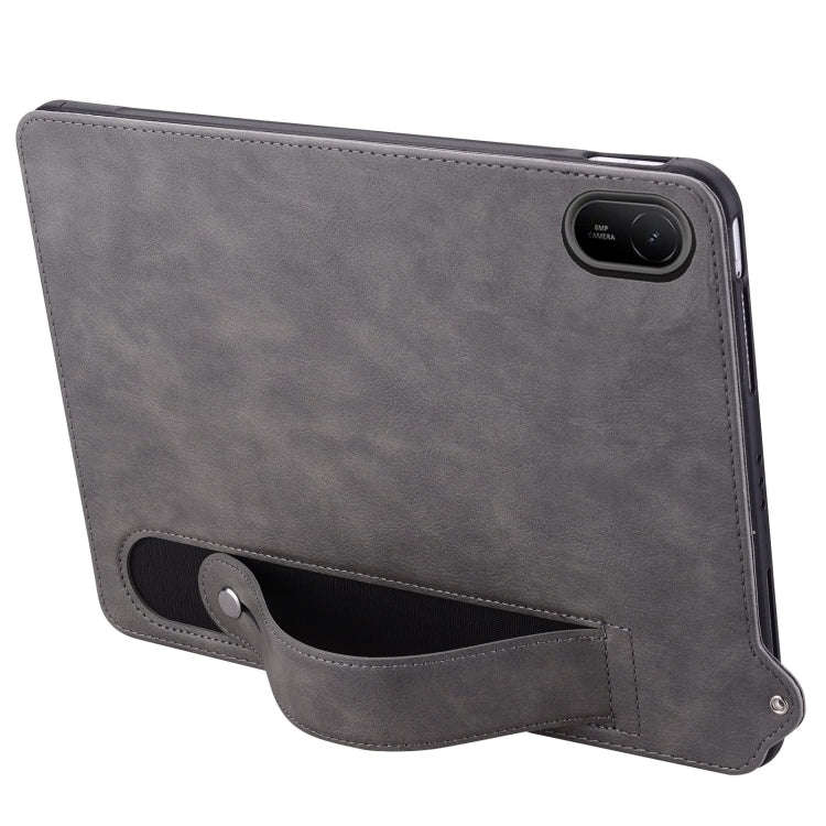For Huawei MatePad SE 11 2024 TPU Leather Back Tablet Case with Wristband(Grey)