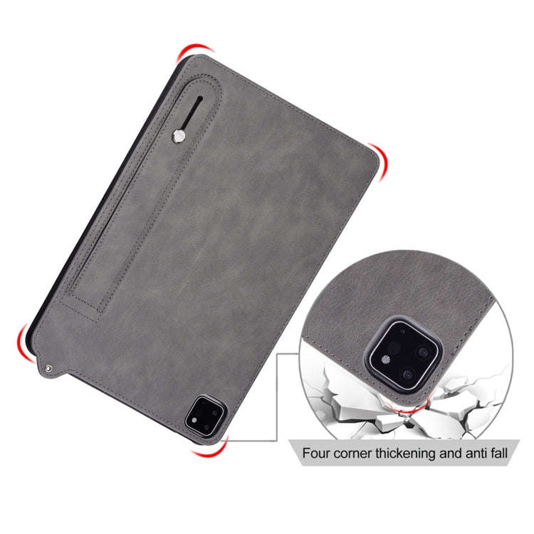 For Huawei MatePad SE 11 2024 TPU Leather Back Tablet Case with Wristband(Grey)