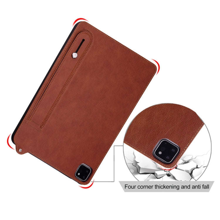 For Huawei MatePad SE 11 2024 TPU Leather Back Tablet Case with Wristband(Brown)