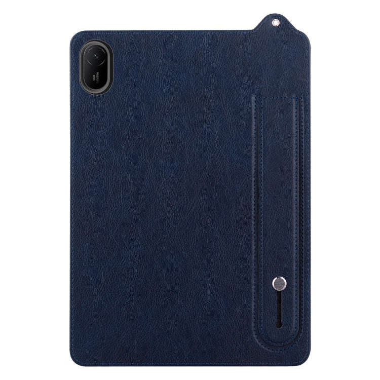 For Huawei MatePad SE 11 2024 TPU Leather Back Tablet Case with Wristband(Dark Blue)