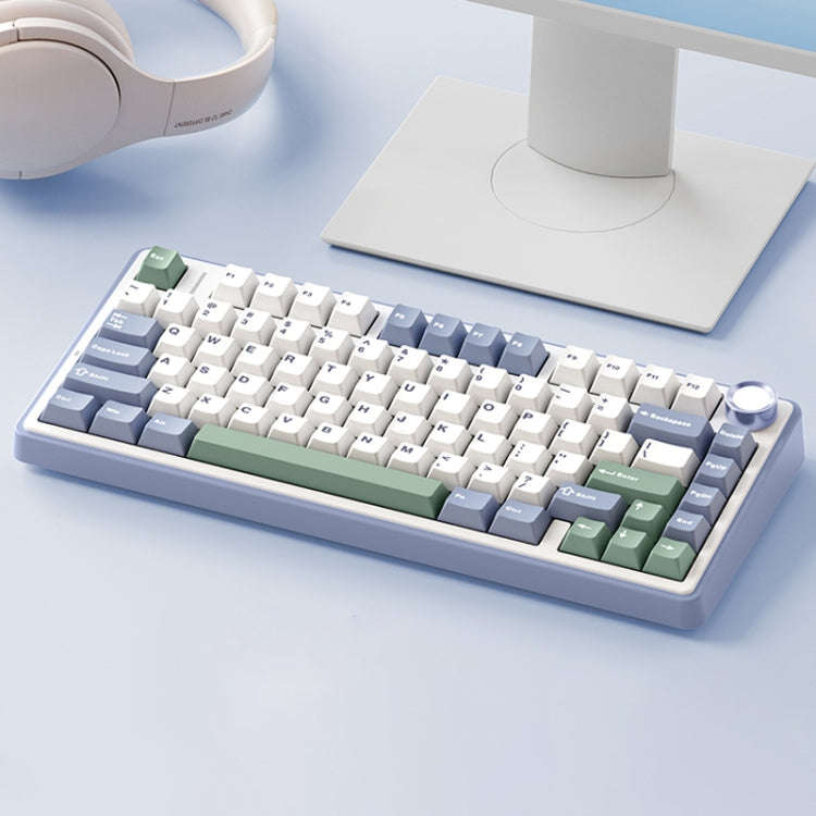 AULA F75 80 Keys Wired/2.4G/Bluetooth Three Model Customized RGB Mechanical Keyboard(Snow Spruce ...