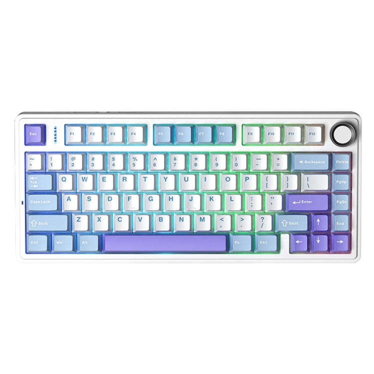 AULA F75 80 Keys Wired/2.4G/Bluetooth Three Model Customized RGB Mechanical Keyboard(White Blue P...