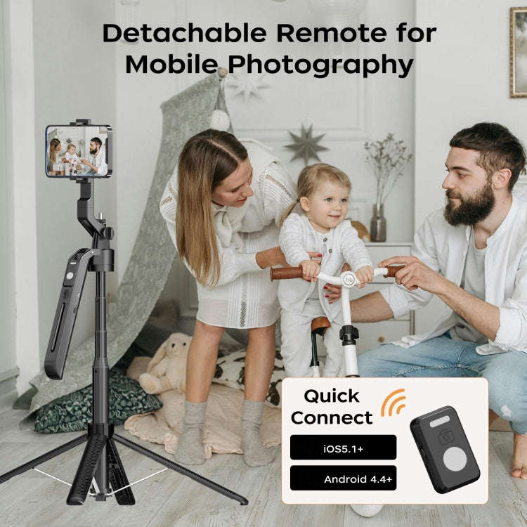 FUNSNAP A6 360 Degree Al Gimbal Selfie Stick Smart Face Tracking Integrated Tripod(Black)