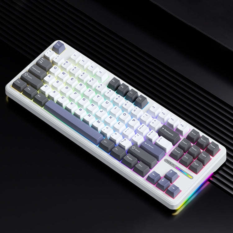 AULA F87 87 Keys Wired/2.4G/Bluetooth Three Model Customized RGB Mechanical Keyboard(White Grey B...