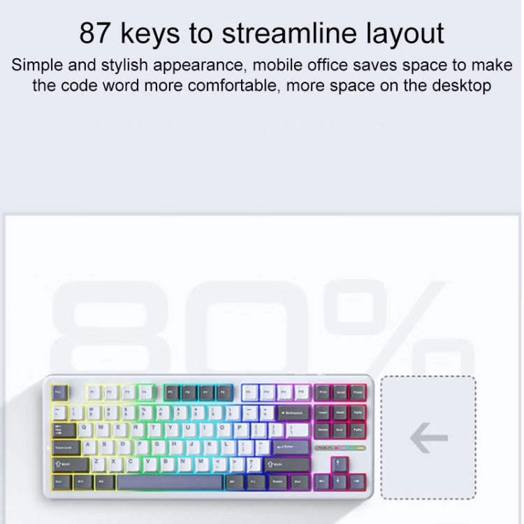 AULA F87 87 Keys Wired/2.4G/Bluetooth Three Model Customized RGB Mechanical Keyboard(Thunder Black)