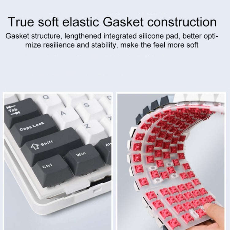 AULA F87 87 Keys Wired/2.4G/Bluetooth Three Model Customized RGB Mechanical Keyboard(White Grey B...