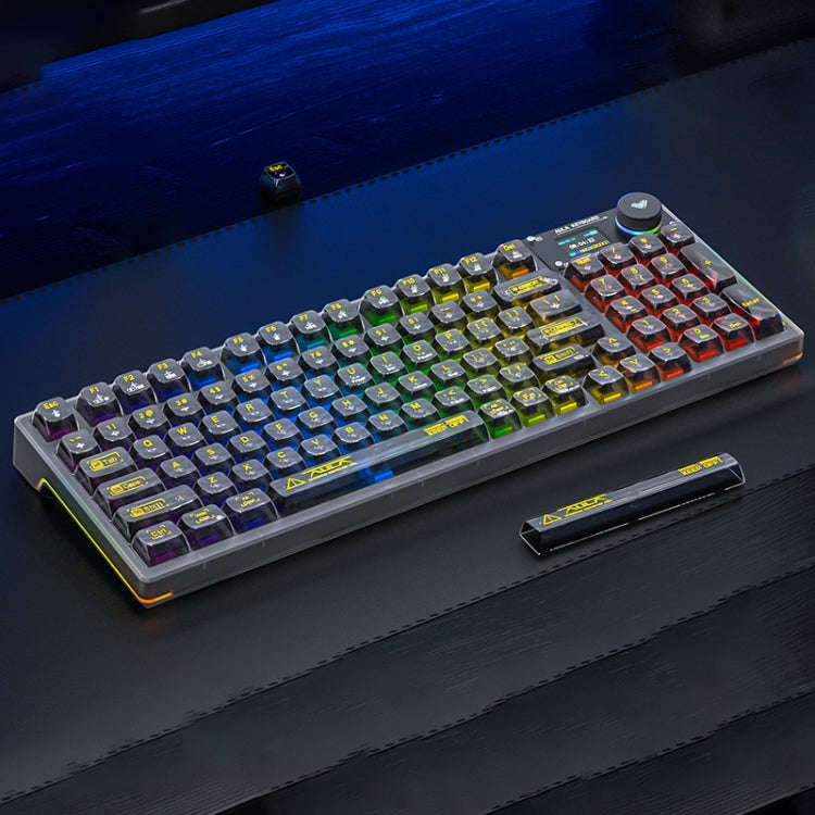 AULA F98 Pro 99 Keys Wired/2.4G/Bluetooth Three Model RGB Mechanical Keyboard, Shaft:Ice Crystal ...