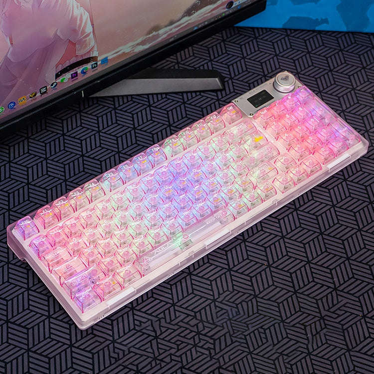 AULA F98 Pro 99 Keys Wired/2.4G/Bluetooth Three Model RGB Mechanical Keyboard, Shaft:Ice Crystal ...