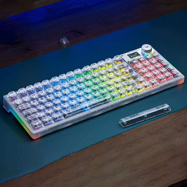 AULA F98 Pro 99 Keys Wired/2.4G/Bluetooth Three Model RGB Mechanical Keyboard, Shaft:Ice Crystal ...