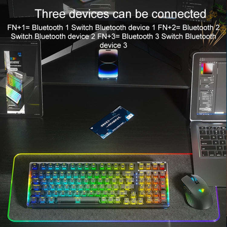 AULA F98 Pro 99 Keys Wired/2.4G/Bluetooth Three Model RGB Mechanical Keyboard, Shaft:Ice Soul Sha...
