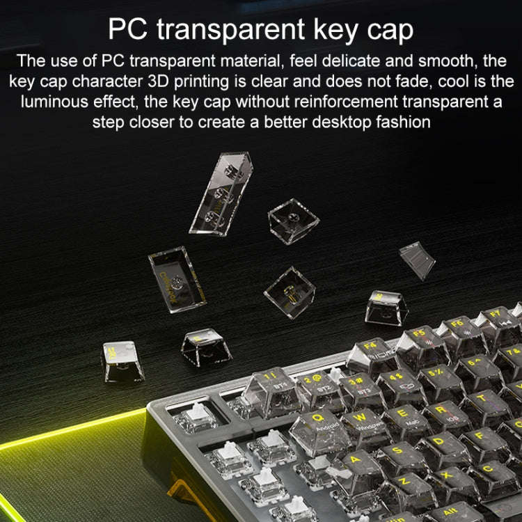 AULA F98 Pro 99 Keys Wired/2.4G/Bluetooth Three Model RGB Mechanical Keyboard, Shaft:Ice Crystal ...