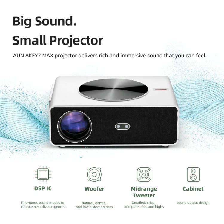 AUN AKEY7 MAX 1920x1080P HD Android LCD Projector US Plug(White)
