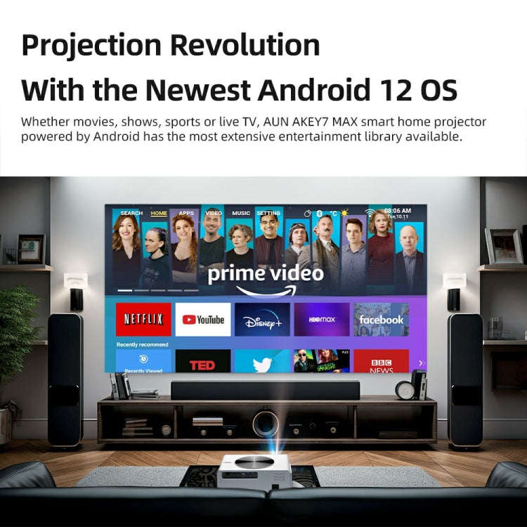 AUN AKEY7 MAX 1920x1080P HD Android LCD Projector US Plug(White)