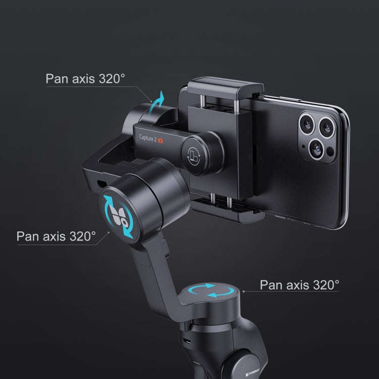 FUNSNAP Capture 2s Smart 3-Axis Handheld Gimbal Phone Live Stabilizer, Combo Version(Black)