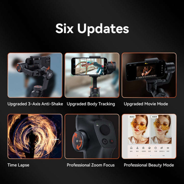 FUNSNAP Capture 2s Smart 3-Axis Handheld Gimbal Phone Live Stabilizer, Combo Version(Black)
