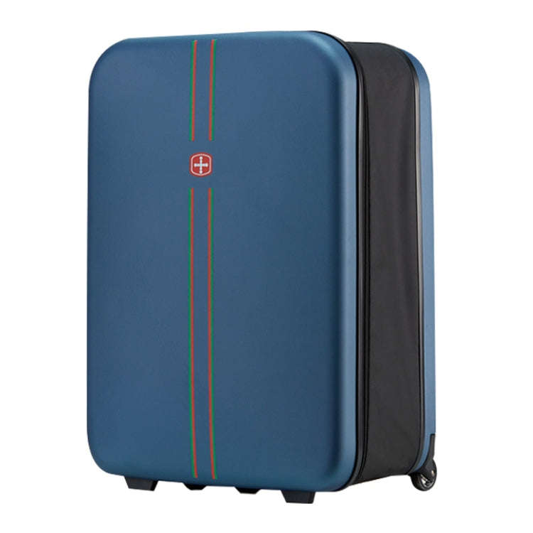24 inch Foldable Portable Trolley Luggage Suitcase(Dark Blue)