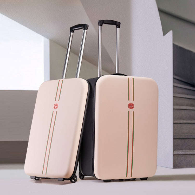 24 inch Foldable Portable Trolley Luggage Suitcase(Dark Blue)