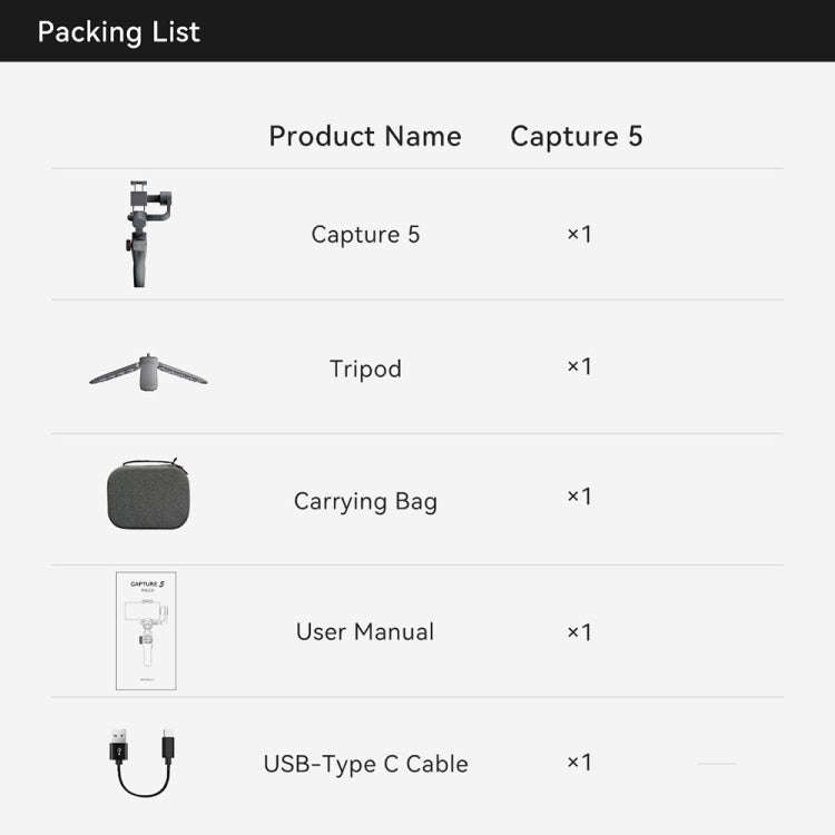 FUNSNAP Capture 5 Professional 3-Axis Handheld Gimbal Phone Live Stabilizer, Basic Version(Grey)