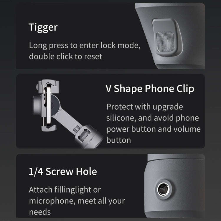 FUNSNAP Capture 5 Professional 3-Axis Handheld Gimbal Phone Live Stabilizer, Combo Version(Grey)