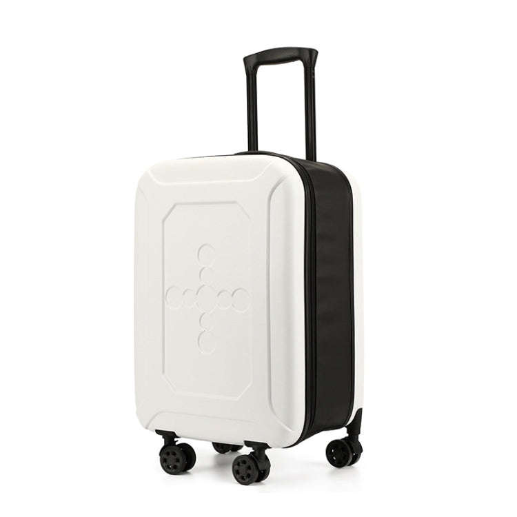 24 inch Foldable Portable Universal Wheel Trolley Luggage Suitcase, with Combination Lock(White)