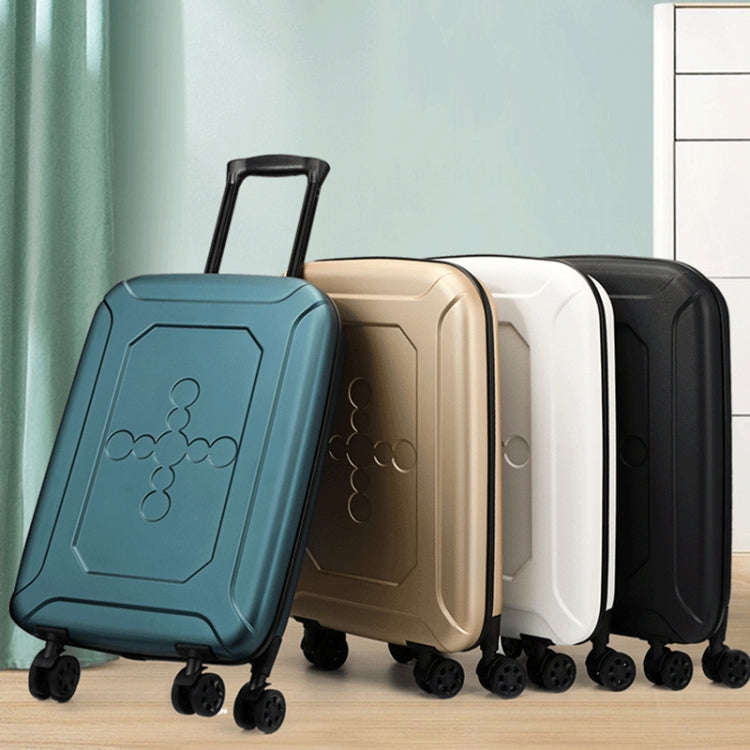 24 inch Foldable Portable Universal Wheel Trolley Luggage Suitcase, with Combination Lock(White)