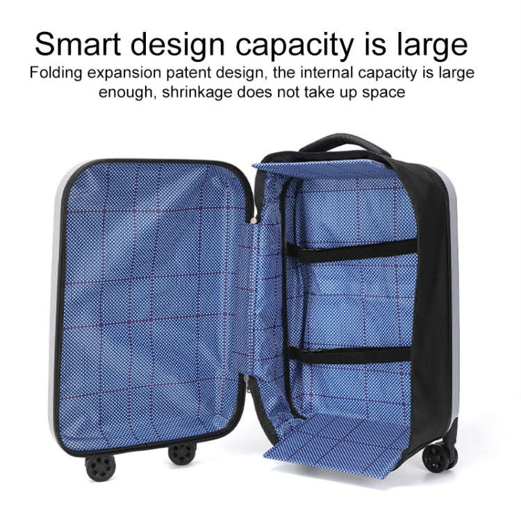 24 inch Foldable Portable Universal Wheel Trolley Luggage Suitcase, with Combination Lock(White)