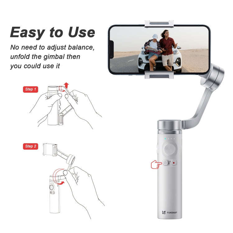 FUNSNAP Capture  Aluminum Alloy Arm 3-Axis Handheld Phone Gimbal, Basic Version(Grey)