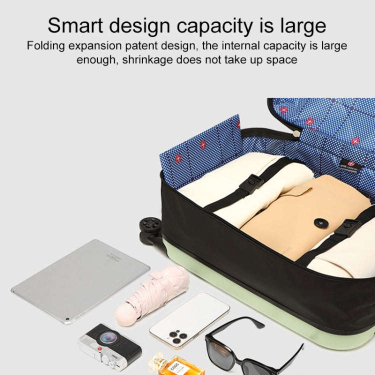 24 inch Foldable Portable Universal Wheel Trolley Luggage Suitcase, with Combination Lock(Green)