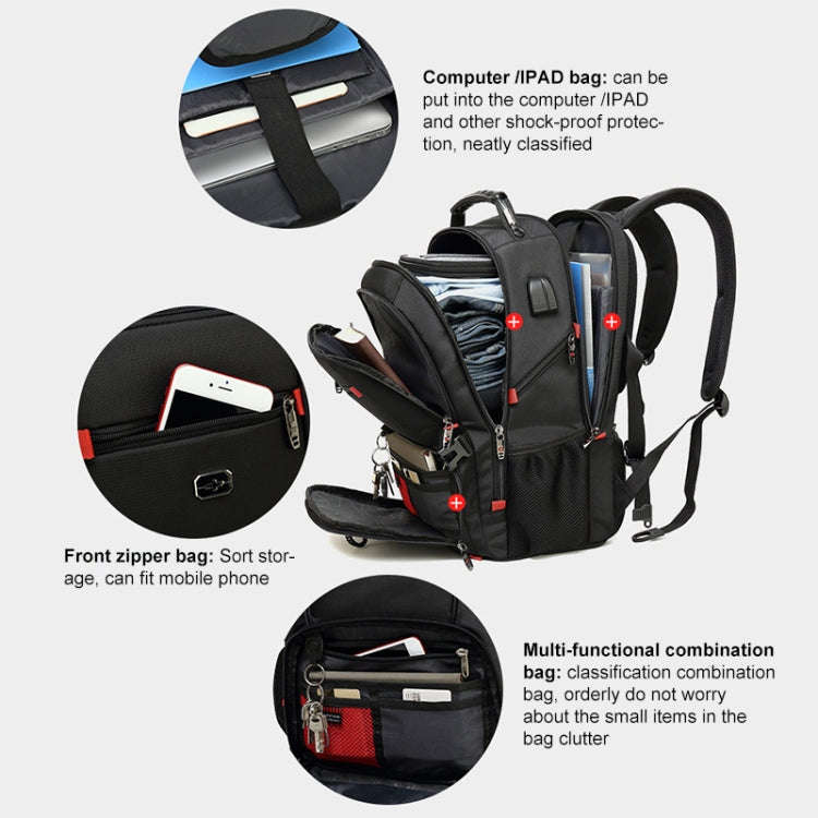 20 inch Multifunctional Business Large Capacity Waterproof Double-Shoulder Backpack with USB Inte...