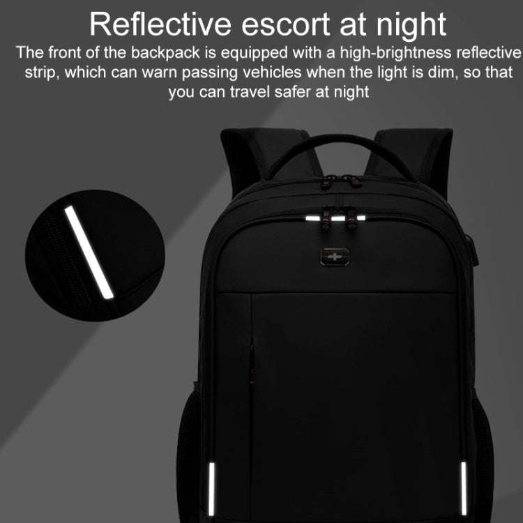 19 inch Multifunctional Large Capacity Waterproof Double-Shoulder Backpack with USB Interface(Black)