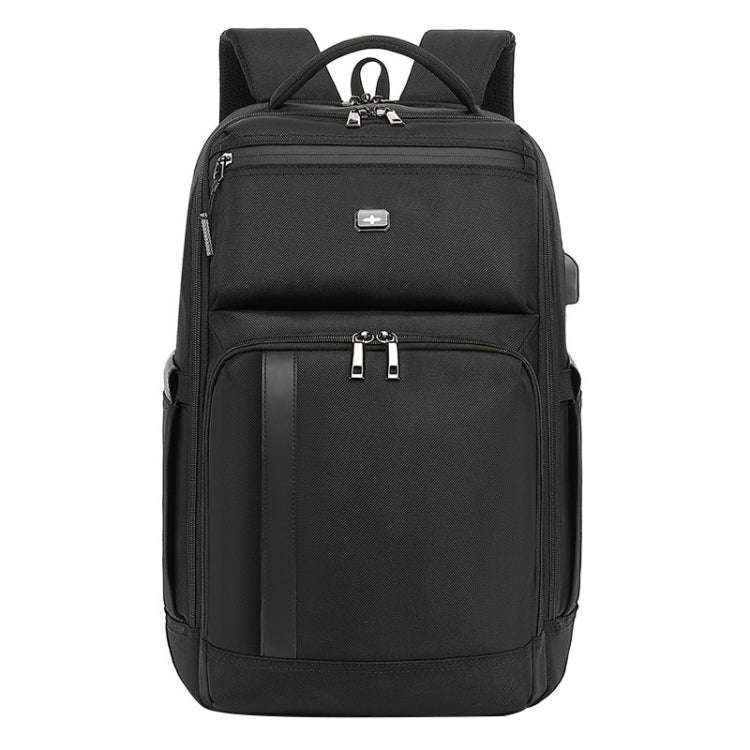 19 inch Multifunctional Large Capacity Waterproof Double-Shoulder Backpack with USB Interface(Black)