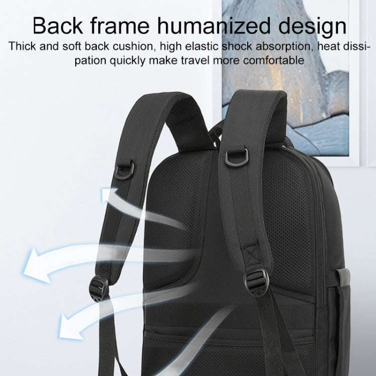 19 inch Multifunctional Large Capacity Waterproof Double-Shoulder Backpack with USB Interface(Black)