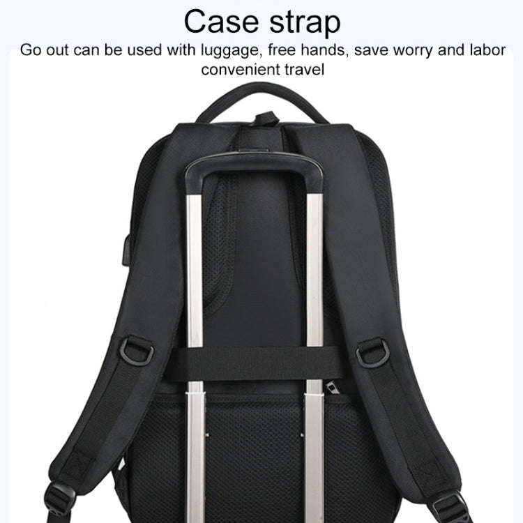 19 inch Multifunctional Large Capacity Waterproof Double-Shoulder Backpack with USB Interface(Black)