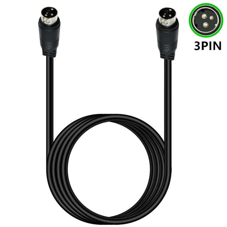 Middle DIN Male to Male 3 Pin Audio Power Signal Adapter Cable, Length:0.5m(Black)