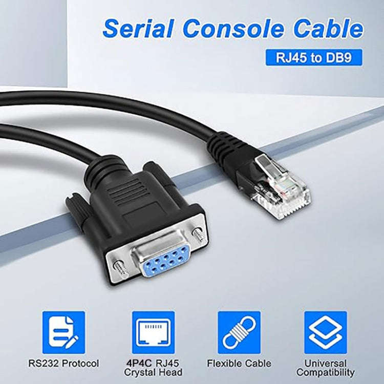 DB9 to RJ9 Adapter Cable 4P4C Telephone Crystal Head RS232 Connection Cable, Length: 1.8m(Black)