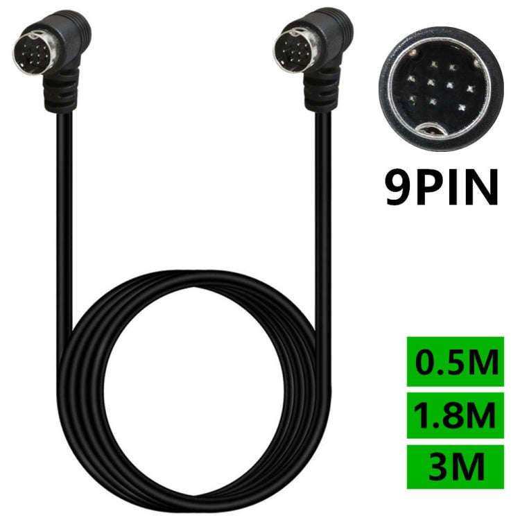 Double Curved mini DIN 9 Pin TV Audio Adapter Cable, Length:1.8m(Black)