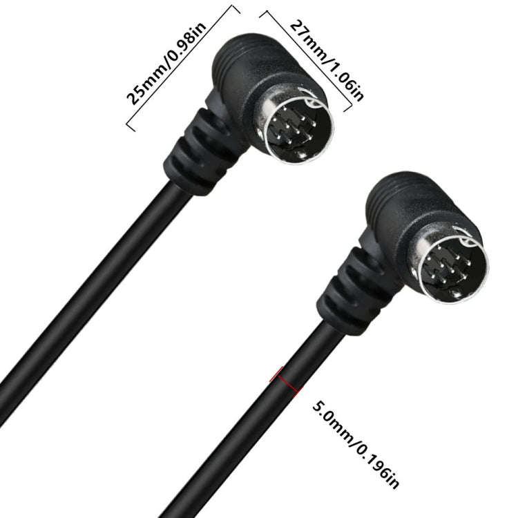 Double Curved mini DIN 9 Pin TV Audio Adapter Cable, Length:0.5m(Black)