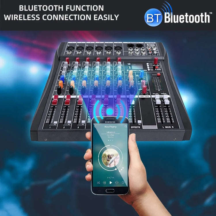 XTUGA CT60X 6-Channels Audio Mixer DJ Mixing Console with 48V Power Supply(AU Plug)