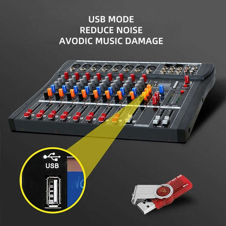 XTUGA CT80X 8-Channels Audio Mixer DJ Mixing Console with 48V Power Supply(EU Plug)