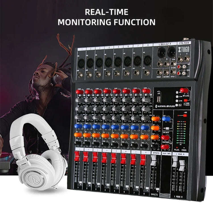 XTUGA CT80X 8-Channels Audio Mixer DJ Mixing Console with 48V Power Supply(UK Plug)