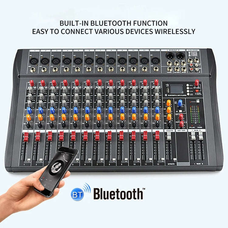 XTUGA CT120X 12-Channels Audio Mixer DJ Mixing Console with 48V Power Supply(EU Plug)