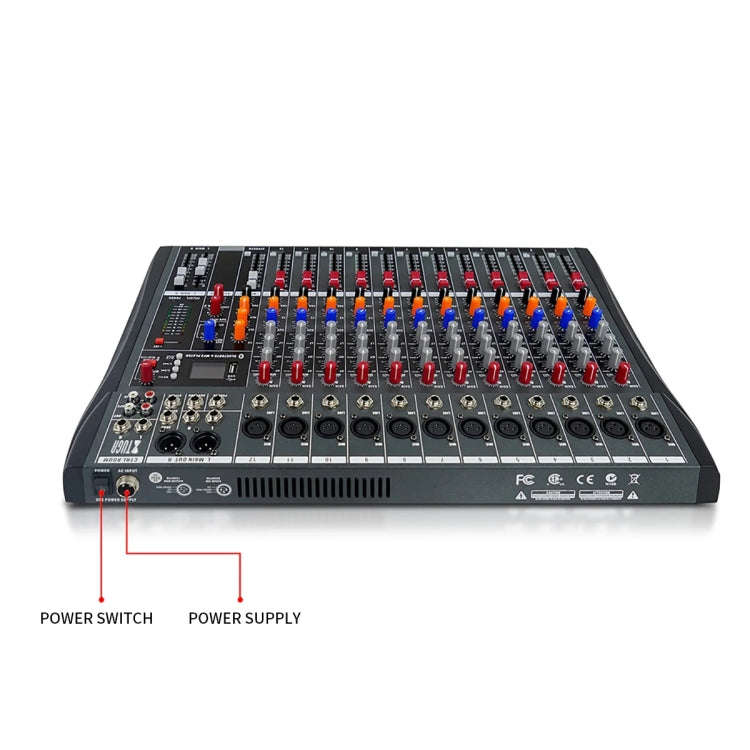XTUGA CT120X 12-Channels Audio Mixer DJ Mixing Console with 48V Power Supply(US Plug)