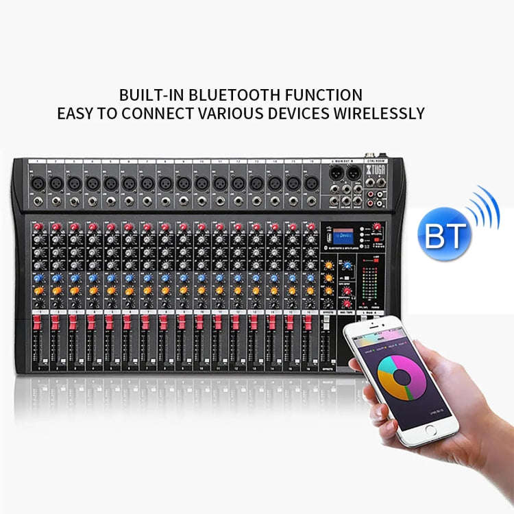 XTUGA CT160X 16-Channels Audio Mixer DJ Mixing Console with 48V Power Supply(EU Plug)