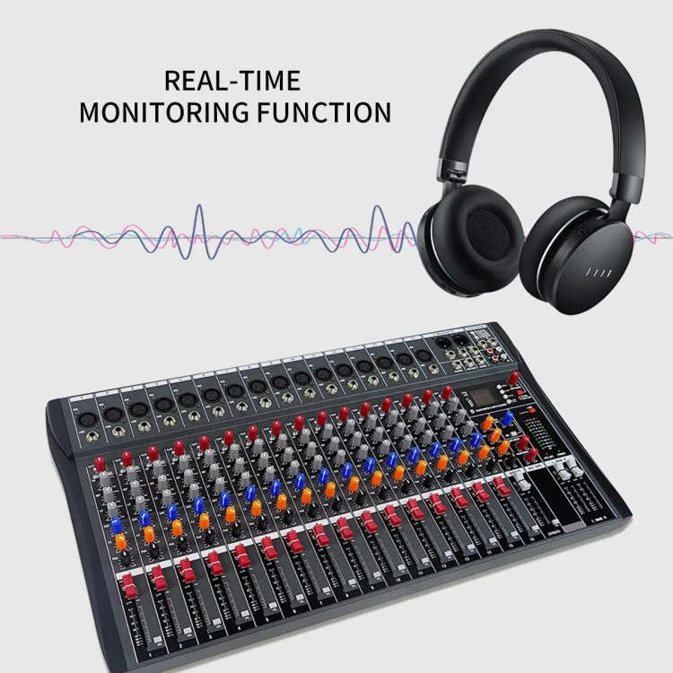 XTUGA CT160X 16-Channels Audio Mixer DJ Mixing Console with 48V Power Supply(EU Plug)