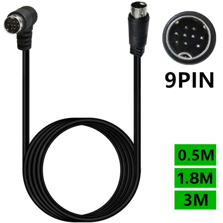 Single Curved mini DIN 9 Pin TV Audio Adapter Cable, Length:1.8m(Black)