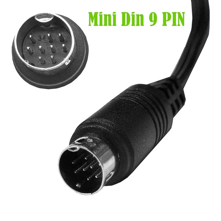 Single Curved mini DIN 9 Pin TV Audio Adapter Cable, Length:3m(Black)