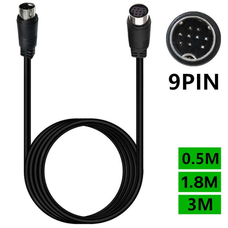 90 Degree mini DIN 9 Pin Male to Female TV Box Adapter Cable, Length:0.5m(Black)