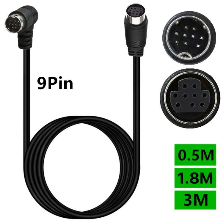 Curved mini DIN 9 Pin Male to Female TV Box Adapter Cable, Length:1.8m(Black)