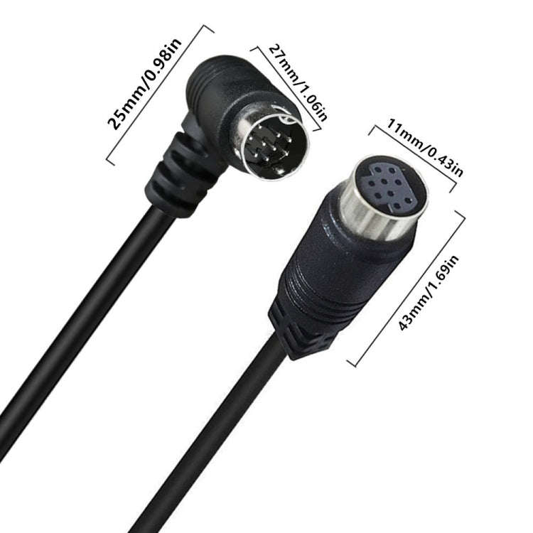 Curved mini DIN 9 Pin Male to Female TV Box Adapter Cable, Length:1.8m(Black)
