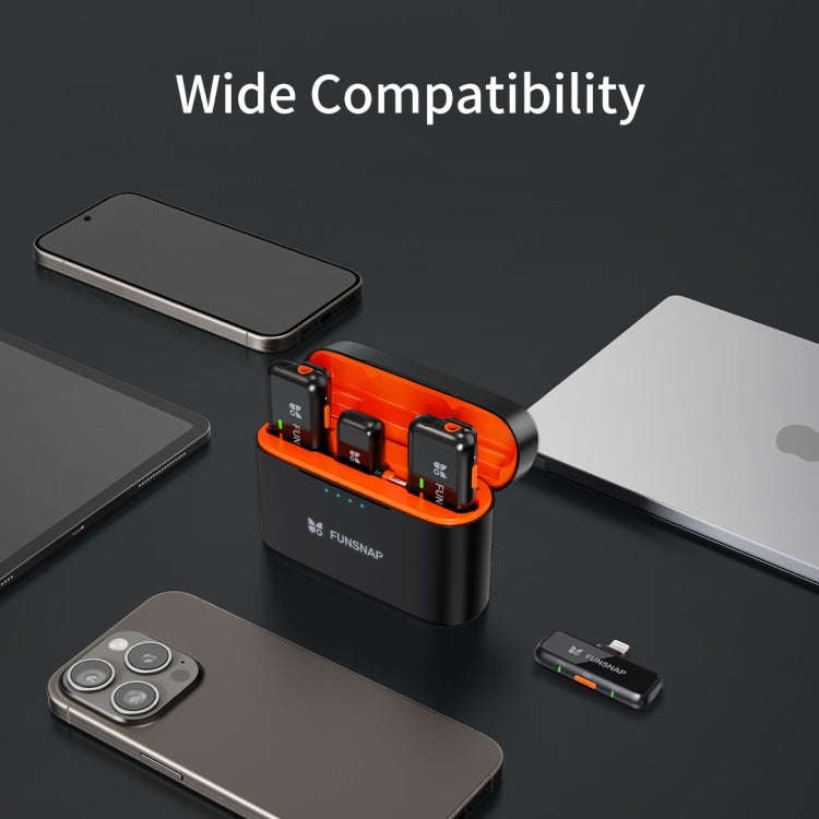 FUNSNAP S6 Lavalier Wireless Microphone, 8 Pin RX + 2 TX with Charging Case